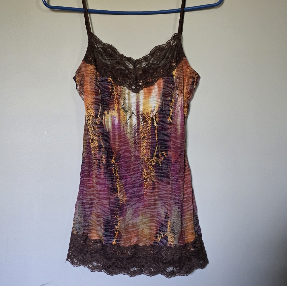 Maurices Y2K Cammi, Multicolor Lace Trim Camisole